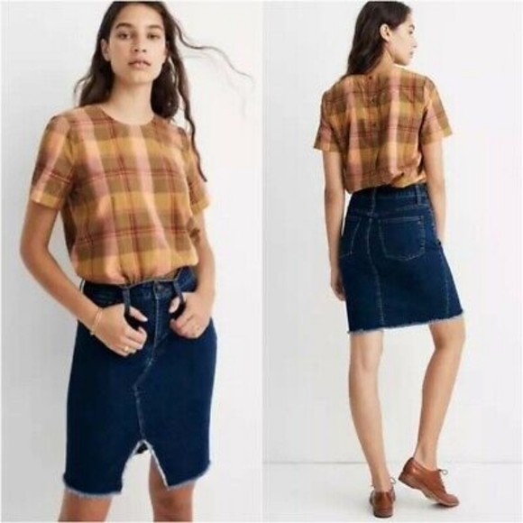 Madewell 29 Raw Edge Denim Skirt - Picture 1 of 6
